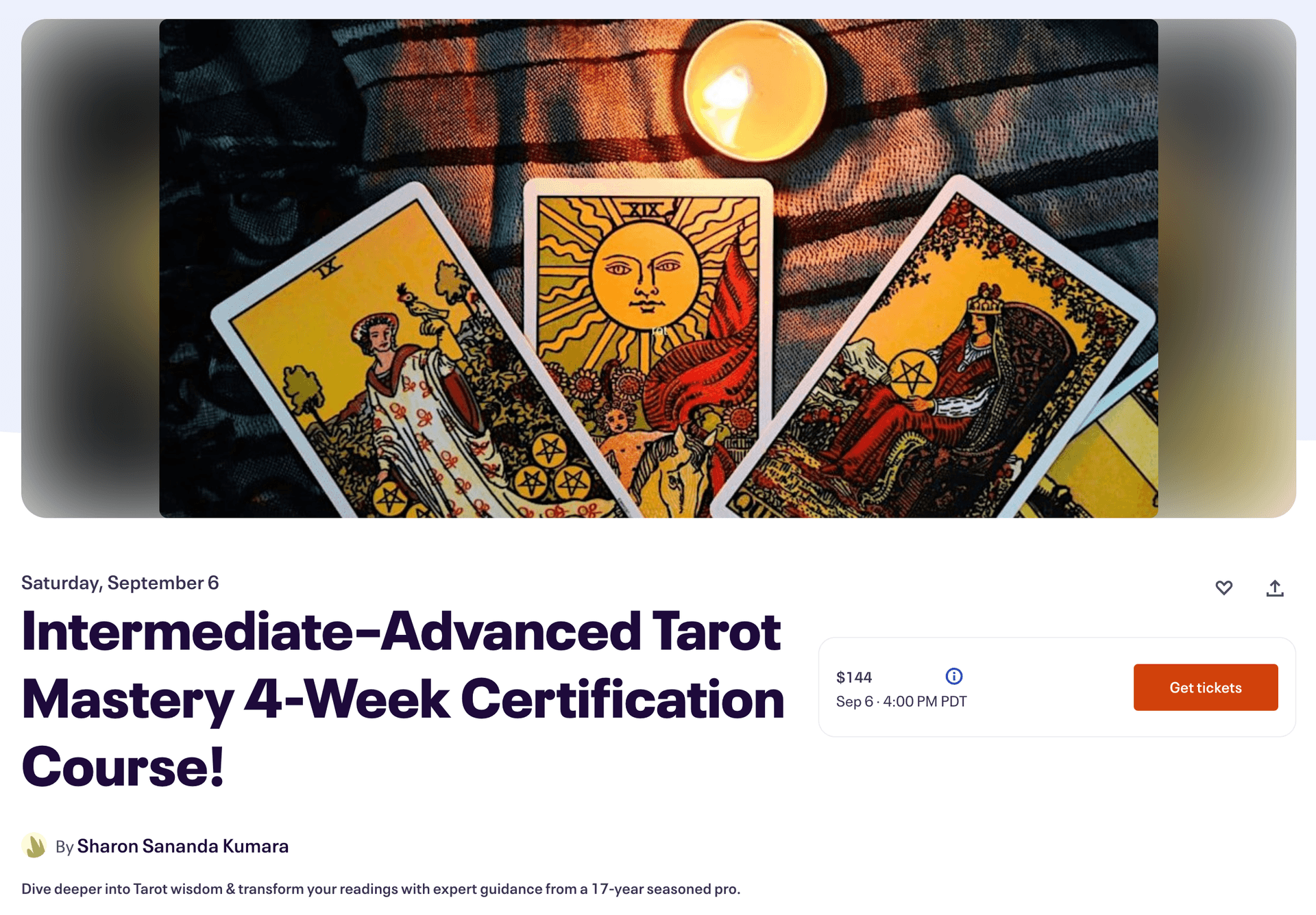 Intermediate–Advanced Tarot Mastery 4-Week Certification Course!
