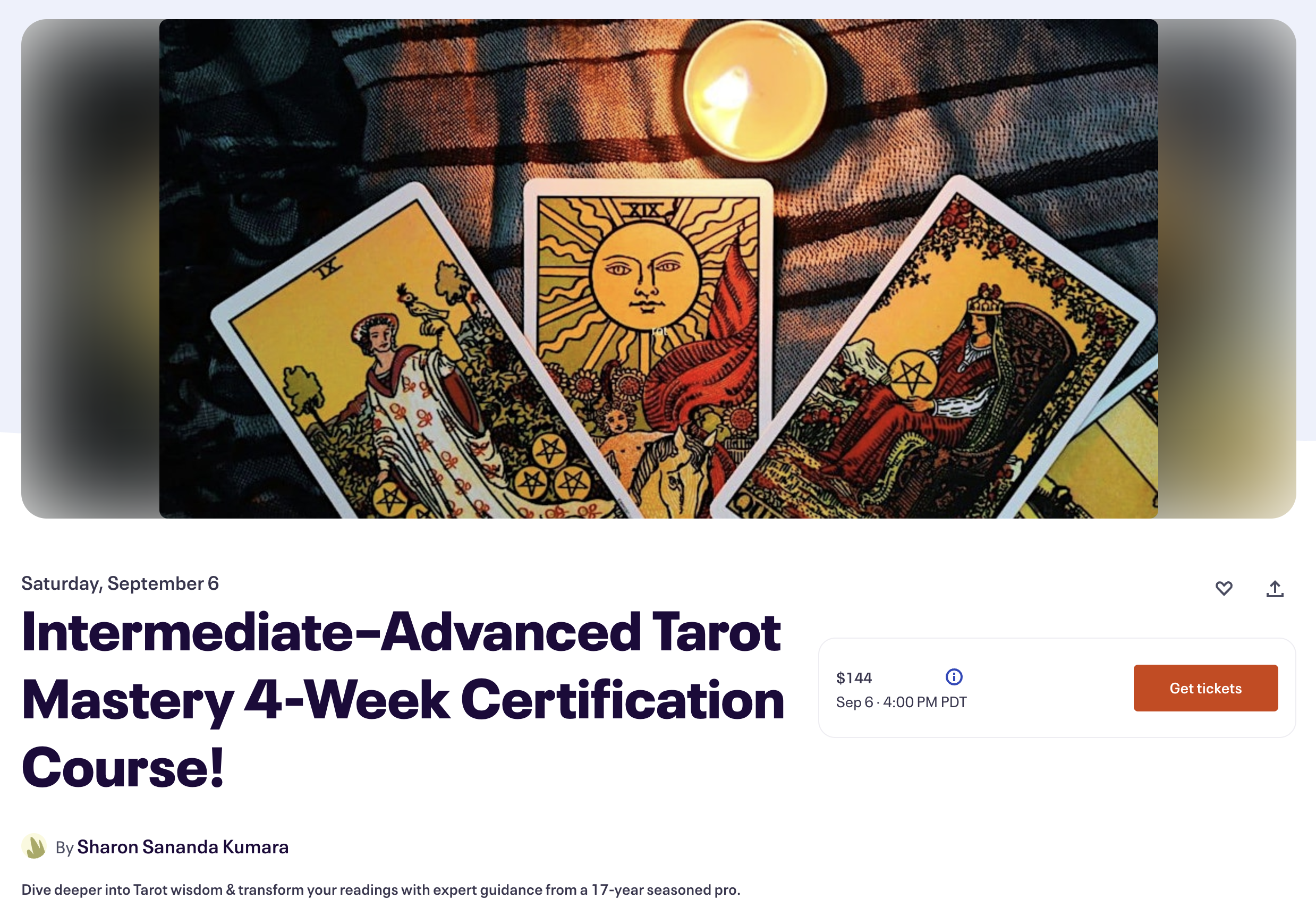 Intermediate–Advanced Tarot Mastery 4-Week Certification Course!